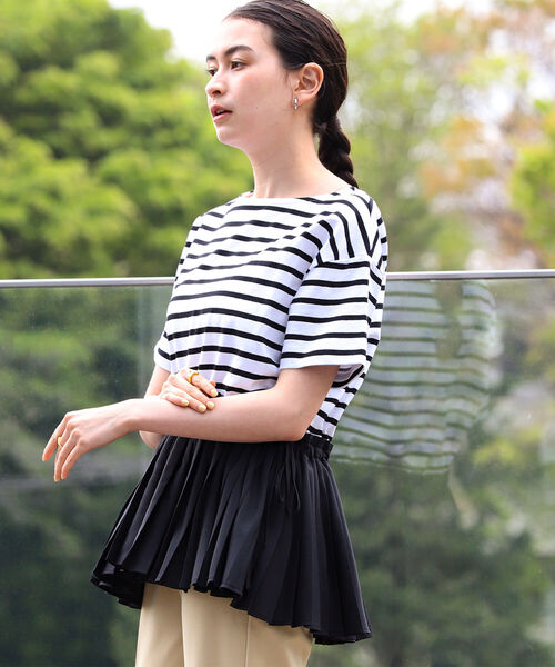 Ray BEAMS（レイビームス）の「Ray BEAMS / プリーツ キリカエ ドロスト Tシャツ（Tシャツ/カットソー・レディース・ホワイト/ブラック/その他・ONE SIZE）」の11枚目の写真