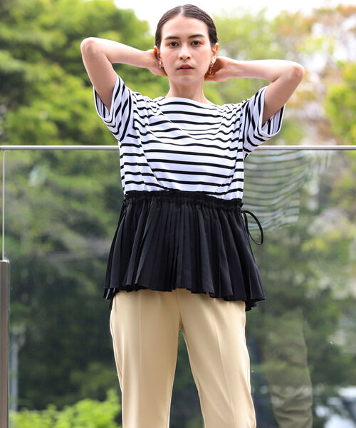 Ray BEAMS（レイビームス）の「Ray BEAMS / プリーツ キリカエ ドロスト Tシャツ（Tシャツ/カットソー・レディース・ホワイト/ブラック/その他・ONE SIZE）」の13枚目の写真