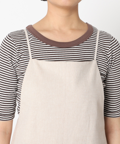 B.C STOCK（ベーセーストック）の「コットンリネン ボックスプリーツフレアサロペット（サロペット/オーバーオール・レディース・アイボリー/グリーン/ベージュ・FREE）」の11枚目の写真