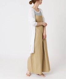 B.C STOCK | コットンリネン ボックスプリーツフレアサロペット(サロペット/オーバーオール)