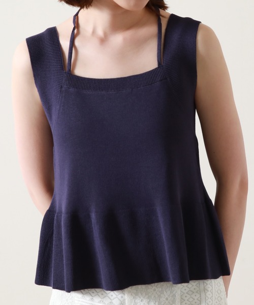 Cheek(チーク)の「ホルターネックニットプルオーバー(ニット/セーター・レディース・ネイビー/レッド/アイボリー・MEDIUM)」の1枚目の写真