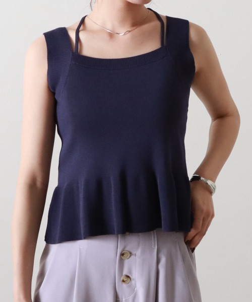 Cheek(チーク)の「ホルターネックニットプルオーバー(ニット/セーター・レディース・ネイビー/レッド/アイボリー・MEDIUM)」の18枚目の写真