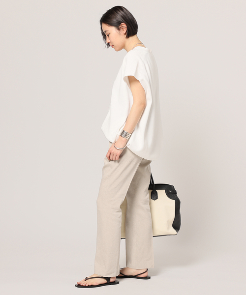 AP STUDIO リネン スリムフレア 美脚 スラックスパンツ AP STUDIO リネン スリムフレア 美脚 スラックスパンツ