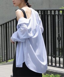 frames RAY CASSIN | シアーストライプバンドカラーシャツ(シャツ/ブラウス)