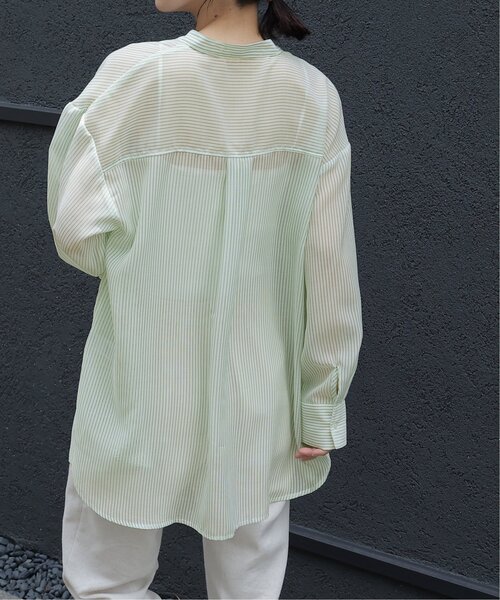 frames RAY CASSIN（フレームスレイカズン）の「シアーストライプバンドカラーシャツ（シャツ/ブラウス・レディース・ピンク/ブルー/グリーン・FREE）」の8枚目の写真