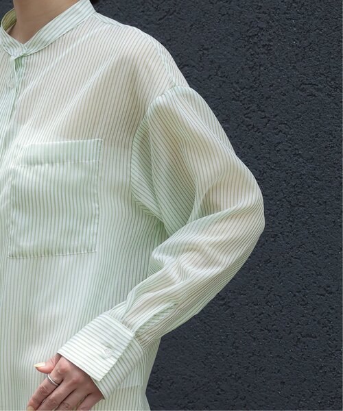 frames RAY CASSIN（フレームスレイカズン）の「シアーストライプバンドカラーシャツ（シャツ/ブラウス・レディース・ピンク/ブルー/グリーン・FREE）」の19枚目の写真