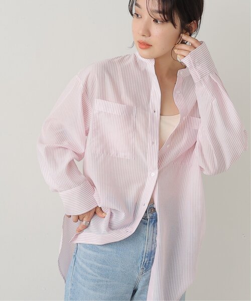 frames RAY CASSIN（フレームスレイカズン）の「シアーストライプバンドカラーシャツ（シャツ/ブラウス・レディース・ピンク/ブルー/グリーン・FREE）」の17枚目の写真