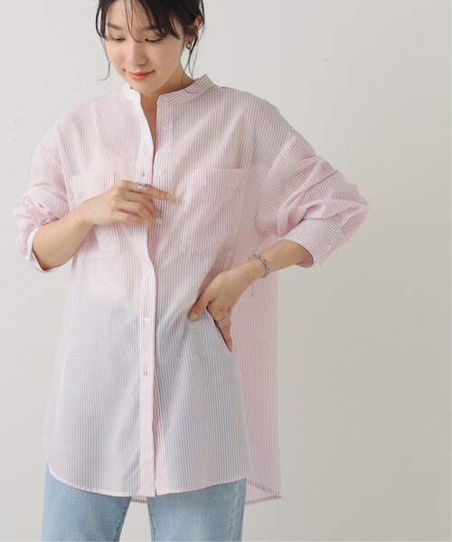 frames RAY CASSIN（フレームスレイカズン）の「シアーストライプバンドカラーシャツ（シャツ/ブラウス・レディース・ピンク/ブルー/グリーン・FREE）」の13枚目の写真