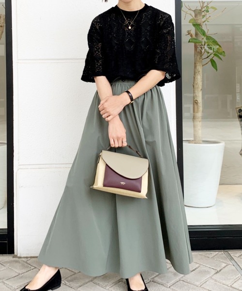 LOWELL things（ロウェル　シングス）の「Reles/レザー×異素材 ツイストショルダー２WAY SUMMER BAG（ハンドバッグ・レディース・ボルドー/グリーン・フリー）」の20枚目の写真