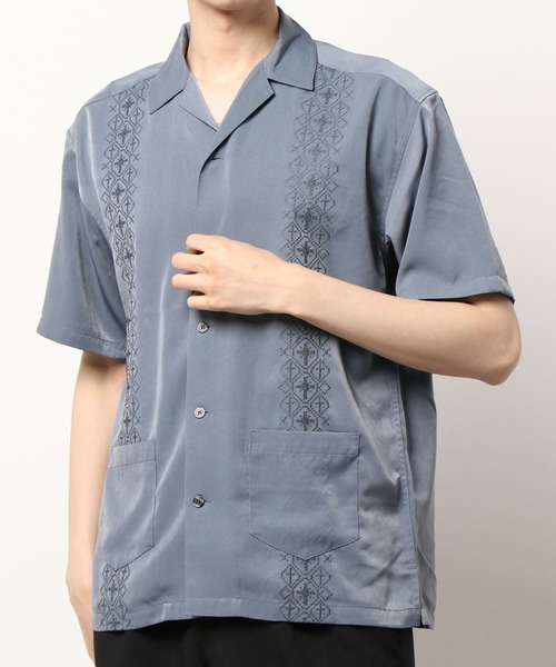 AZIONE（アジオネ）の「AZIONE/アジオネ/グァジャベーラ/ガジャベラシャツ/キューバシャツ（シャツ/ブラウス・メンズ・ブラック/ダークグリーン/グレー/アイボリー・MEDIUM/LARGE）」の3枚目の写真