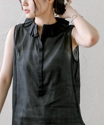 PUAL CE CIN | コットンラミー 襟フリルノースリーブブラウス(シャツ/ブラウス)