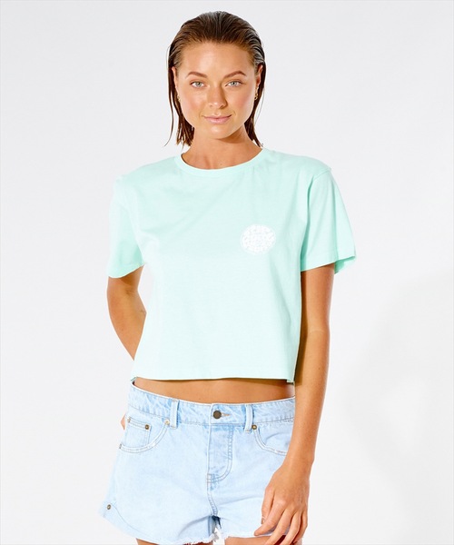 rip curl（リップカール）の「【RIP CURL リップカール】WETTIE ICON TEE II/ショート丈(短丈）バックプリントTシャツ（Tシャツ/カットソー・レディース・ゴールド/ブラック系その他/アクア/コーラル・SMALL/MEDIUM/LARGE）」の3枚目の写真