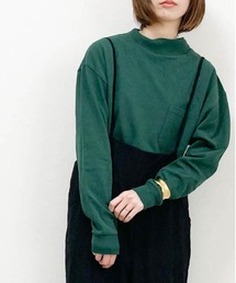 モックネックポケットロングTシャツ レディース メンズ