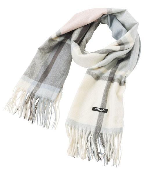MILKFED.（ミルクフェド）の「BAR LOGO PLAID STOLE（ストール/ショール・レディース・ブラック/ブラウン/オフホワイト・ONE SIZE）」の2枚目の写真