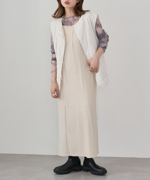 Kastane(カスタネ)の「【2022AWアイテム/WEB限定カラーあり】キルティングベスト(ベスト・レディース・ブラック/オフホワイト/カーキ/ピンク・FREE)」の10枚目の写真