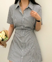 SONA | [BELLIDE MADE] ストライプショートスリーブシャツドレス(ワンピース)