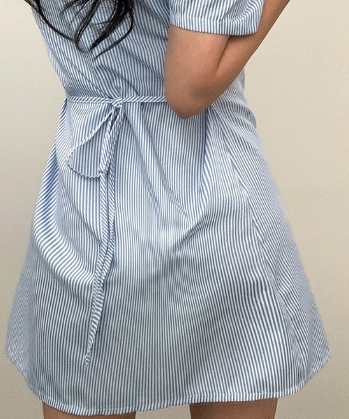 SONA（ソナ）の「[BELLIDE MADE] ストライプショートスリーブシャツドレス（ワンピース・レディース・ネイビー/ブルー・FREE）」の8枚目の写真
