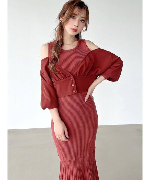 RESEXXY（リゼクシー）の「ドッキングニットワンピース（ワンピース・レディース・ブラック/ベージュ/オレンジ・FREE）」の21枚目の写真