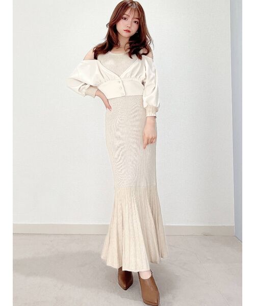 RESEXXY（リゼクシー）の「ドッキングニットワンピース（ワンピース・レディース・ブラック/ベージュ/オレンジ・FREE）」の9枚目の写真