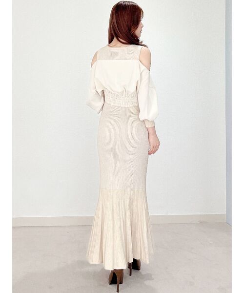 RESEXXY（リゼクシー）の「ドッキングニットワンピース（ワンピース・レディース・ブラック/ベージュ/オレンジ・FREE）」の4枚目の写真