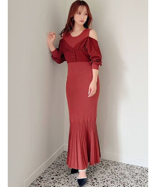 RESEXXY（リゼクシー）の「ドッキングニットワンピース（ワンピース・レディース・ブラック/ベージュ/オレンジ・FREE）」の16枚目の写真