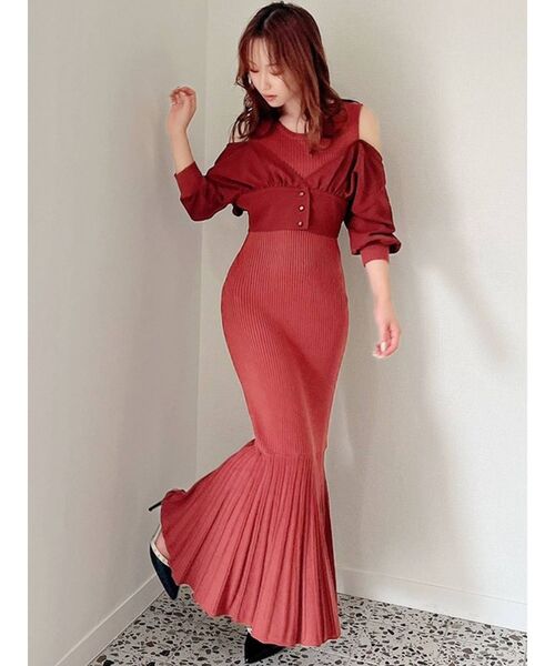 RESEXXY（リゼクシー）の「ドッキングニットワンピース（ワンピース・レディース・ブラック/ベージュ/オレンジ・FREE）」の10枚目の写真