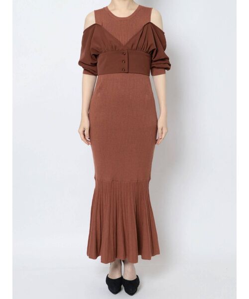 RESEXXY（リゼクシー）の「ドッキングニットワンピース（ワンピース・レディース・ブラック/ベージュ/オレンジ・FREE）」の19枚目の写真