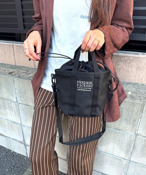 FREDRIK PACKERS（フレドリックパッカーズ）の「【FREDRIK PACKERS】1000D DRAWSTRING TOTE MINI（トートバッグ・レディース・ブラック/ベージュ/レオパード/マルチ・FREE）」の12枚目の写真