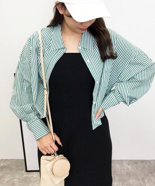 INGNI（イング）の「ストライプショートシャツ（シャツ/ブラウス・レディース・バーガンディー/ネイビー/グリーン・M）」の9枚目の写真