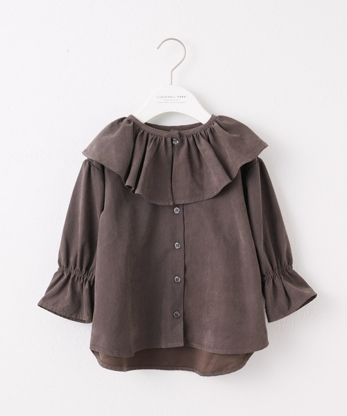 CIAOPANIC TYPY（チャオパニックティピー）の「ピーチ起毛フリルブラウス（シャツ/ブラウス・キッズ・アイボリー/チャコールグレー・XL/XXL/L/M/S）」の5枚目の写真