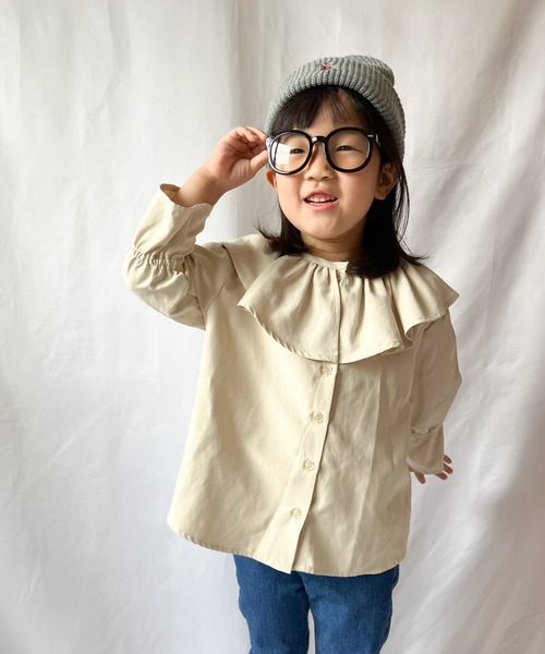 CIAOPANIC TYPY（チャオパニックティピー）の「ピーチ起毛フリルブラウス（シャツ/ブラウス・キッズ・アイボリー/チャコールグレー・XL/XXL/L/M/S）」の22枚目の写真