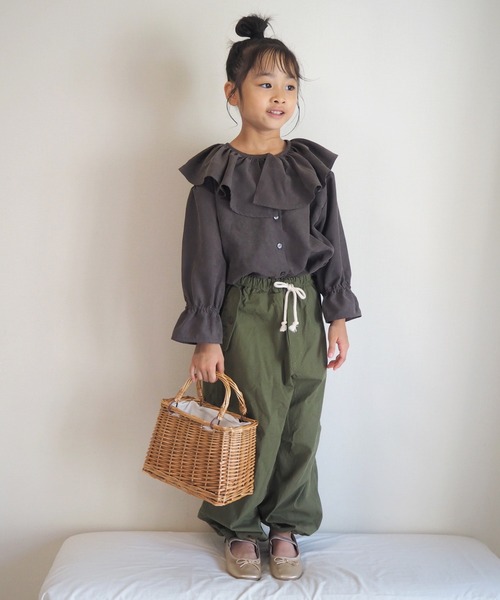 CIAOPANIC TYPY（チャオパニックティピー）の「ピーチ起毛フリルブラウス（シャツ/ブラウス・キッズ・アイボリー/チャコールグレー・XL/XXL/L/M/S）」の16枚目の写真