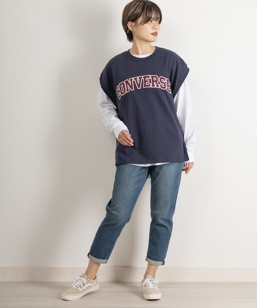 CONVERSE(コンバース)の「【CONVERSE/コンバース】カレッジロゴアップリケスウェットベスト/ビッグシルエット/ユニセックス(ベスト・レディース・チャコールグレー/アッシュグレー/ネイビー/ワイン・M/L/XL)」の17枚目の写真