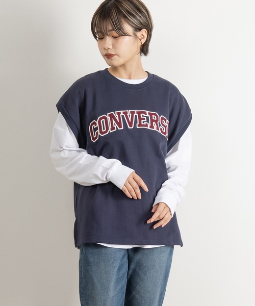 CONVERSE(コンバース)の「【CONVERSE/コンバース】カレッジロゴアップリケスウェットベスト/ビッグシルエット/ユニセックス(ベスト・レディース・チャコールグレー/アッシュグレー/ネイビー/ワイン・M/L/XL)」の16枚目の写真