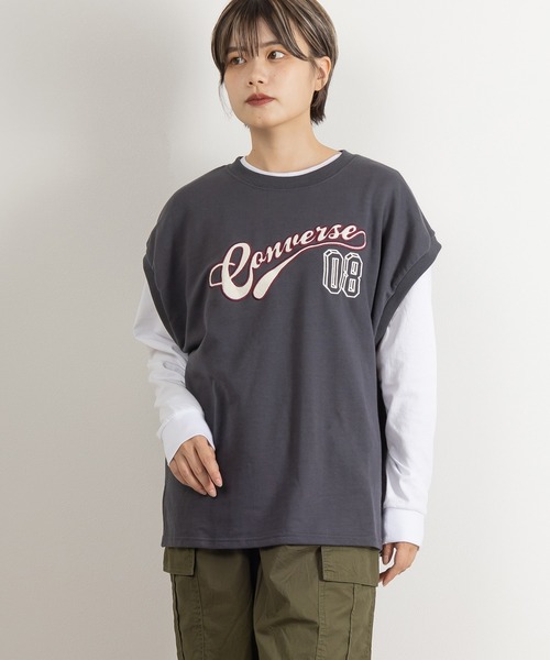 CONVERSE(コンバース)の「【CONVERSE/コンバース】カレッジロゴアップリケスウェットベスト/ビッグシルエット/ユニセックス(ベスト・レディース・チャコールグレー/アッシュグレー/ネイビー/ワイン・M/L/XL)」の18枚目の写真
