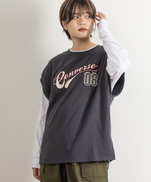 CONVERSE(コンバース)の「【CONVERSE/コンバース】カレッジロゴアップリケスウェットベスト/ビッグシルエット/ユニセックス(ベスト・レディース・チャコールグレー/アッシュグレー/ネイビー/ワイン・M/L/XL)」の20枚目の写真