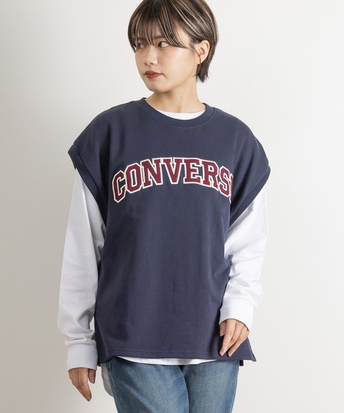 CONVERSE(コンバース)の「【CONVERSE/コンバース】カレッジロゴアップリケスウェットベスト/ビッグシルエット/ユニセックス(ベスト・レディース・チャコールグレー/アッシュグレー/ネイビー/ワイン・M/L/XL)」の19枚目の写真