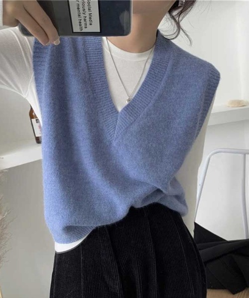 Vipoa（ヴィポア）の「Vネックベーシックベスト（ベスト・レディース・グレー/ブルー/イエロー/アイボリー/ブラック/ホワイト・FREE）」の12枚目の写真