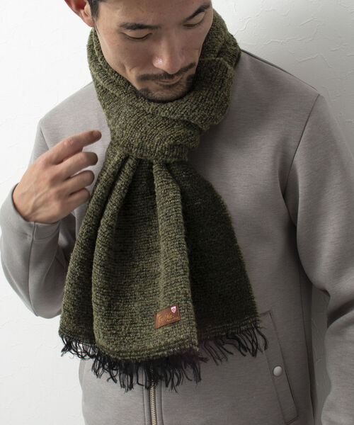 NOLLEY'S goodman（ノーリーズグッドマン）の「【Ca.Ma./カマ】別注 ブークレーストール ダブルフェイス（ストール/ショール・メンズ・グレー/オリーブ/グレイッシュブルー・FREE）」の3枚目の写真
