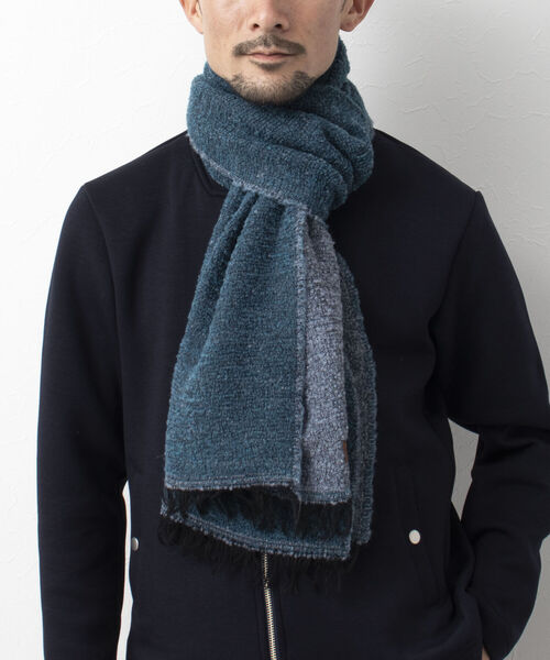 NOLLEY'S goodman（ノーリーズグッドマン）の「【Ca.Ma./カマ】別注 ブークレーストール ダブルフェイス（ストール/ショール・メンズ・グレー/オリーブ/グレイッシュブルー・FREE）」の22枚目の写真