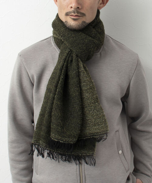 NOLLEY'S goodman（ノーリーズグッドマン）の「【Ca.Ma./カマ】別注 ブークレーストール ダブルフェイス（ストール/ショール・メンズ・グレー/オリーブ/グレイッシュブルー・FREE）」の6枚目の写真