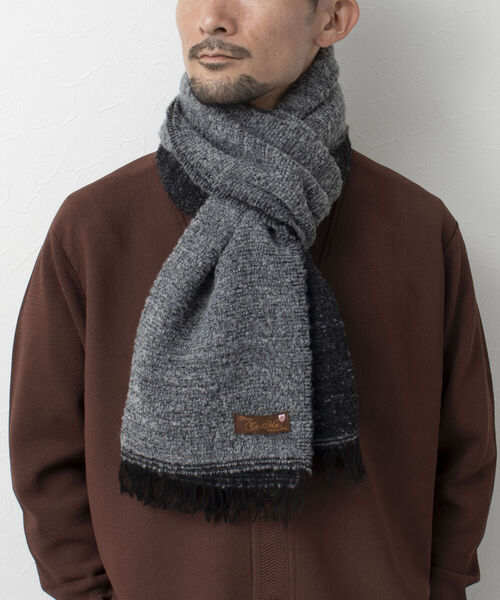 NOLLEY'S goodman（ノーリーズグッドマン）の「【Ca.Ma./カマ】別注 ブークレーストール ダブルフェイス（ストール/ショール・メンズ・グレー/オリーブ/グレイッシュブルー・FREE）」の12枚目の写真