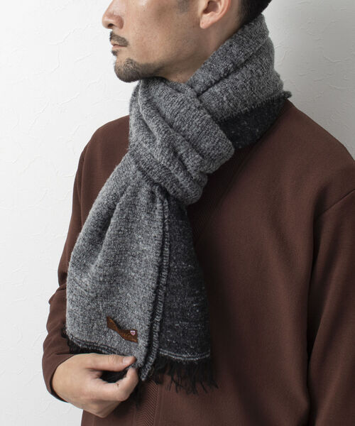 NOLLEY'S goodman（ノーリーズグッドマン）の「【Ca.Ma./カマ】別注 ブークレーストール ダブルフェイス（ストール/ショール・メンズ・グレー/オリーブ/グレイッシュブルー・FREE）」の14枚目の写真