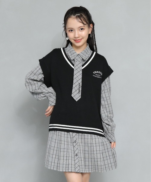 PINKHUNT(ピンクハント)の「PINKHUNT ネクタイ付きワンピース 7543K(ワンピース・キッズ・ベージュ/ブラック・160cm/140cm/130cm/150cm/120cm)」の10枚目の写真