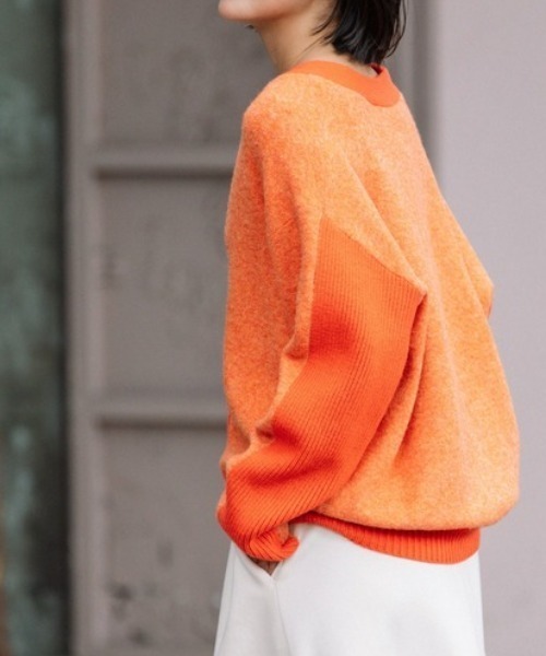 Munich（ミューニック）の「Munich（ミューニック）ブラッシュヤーン×メリノウールカーディガン/MN222K26（カーディガン/ボレロ・レディース・ベージュ/オレンジ・F）」の4枚目の写真