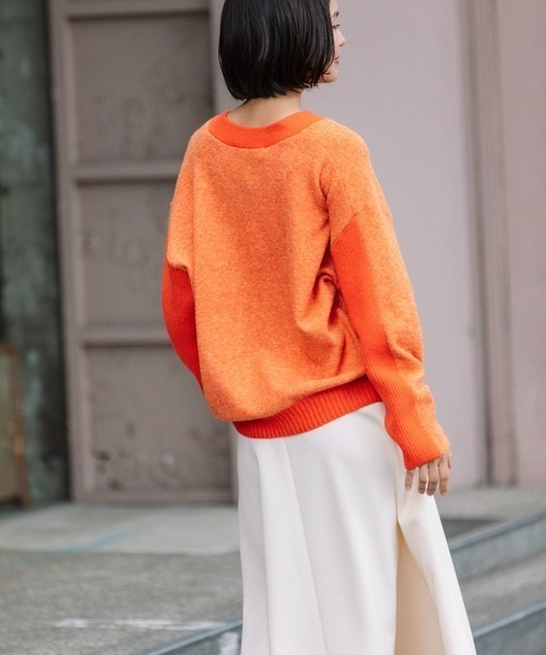 Munich（ミューニック）の「Munich（ミューニック）ブラッシュヤーン×メリノウールカーディガン/MN222K26（カーディガン/ボレロ・レディース・ベージュ/オレンジ・F）」の5枚目の写真