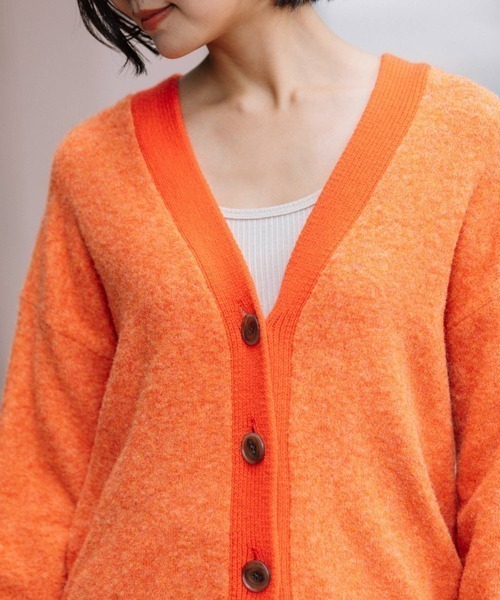Munich（ミューニック）の「Munich（ミューニック）ブラッシュヤーン×メリノウールカーディガン/MN222K26（カーディガン/ボレロ・レディース・ベージュ/オレンジ・F）」の7枚目の写真