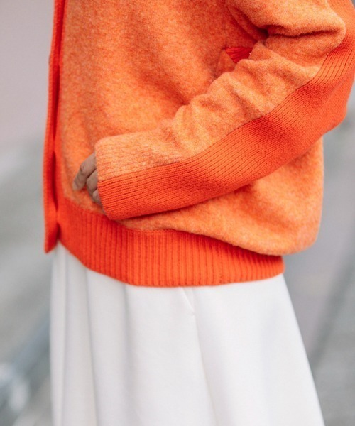 Munich（ミューニック）の「Munich（ミューニック）ブラッシュヤーン×メリノウールカーディガン/MN222K26（カーディガン/ボレロ・レディース・ベージュ/オレンジ・F）」の9枚目の写真