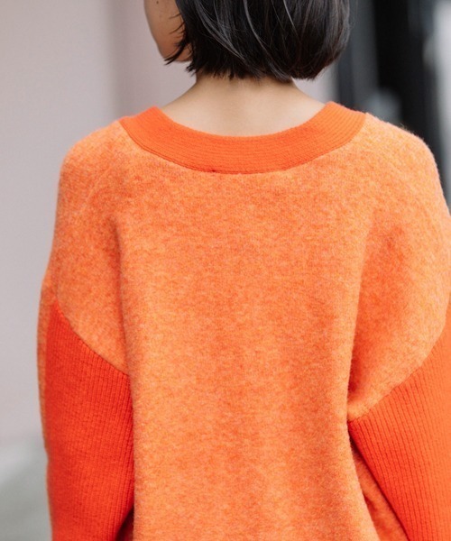 Munich（ミューニック）の「Munich（ミューニック）ブラッシュヤーン×メリノウールカーディガン/MN222K26（カーディガン/ボレロ・レディース・ベージュ/オレンジ・F）」の10枚目の写真