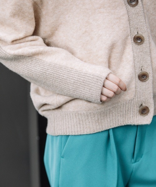 Munich（ミューニック）の「Munich（ミューニック）ブラッシュヤーン×メリノウールカーディガン/MN222K26（カーディガン/ボレロ・レディース・ベージュ/オレンジ・F）」の17枚目の写真